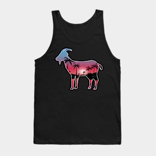 Goat Beautiful Sunset Beach Palm Tree Tank Top